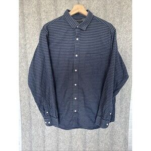 Banana Republic Softwash Slim Fit Button Up Shirt Men's L Navy Blue Striped